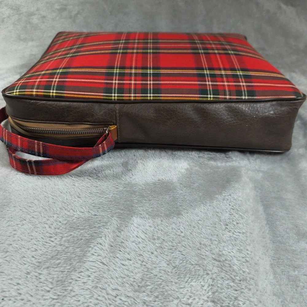 Vintage Troy Leisure Blanket‎ And Bag Red Plaid Tartan Carrying Case Made In USA